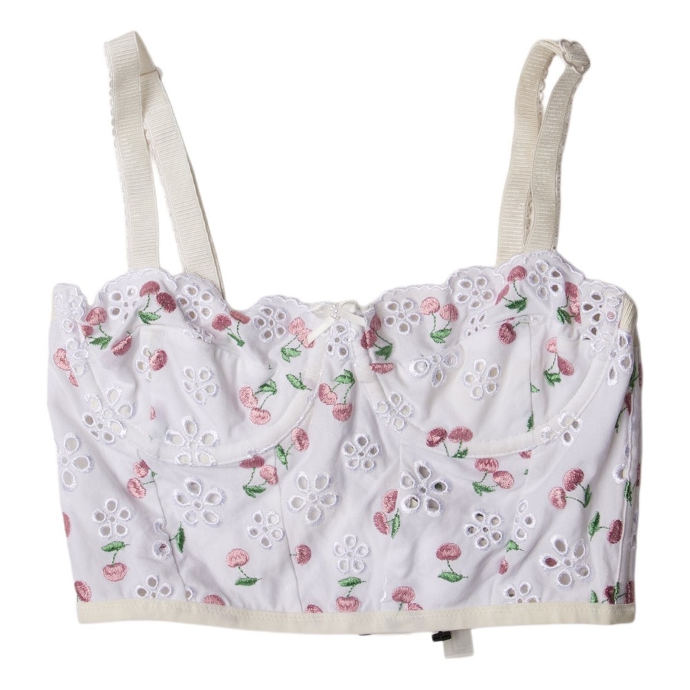 J.ING White Floral Embroidered Bralette